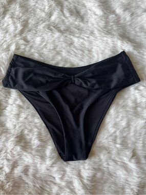 DEVON WINDSOR Black High-Cut Bikini Bottom with Twist Waist